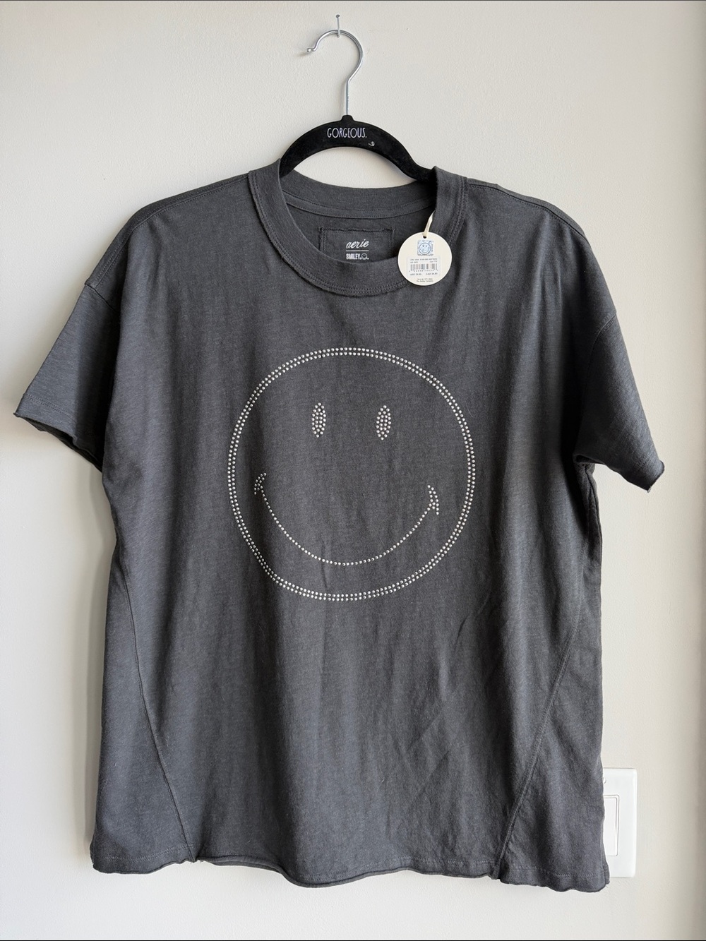 AERIE Smiley Graphic Tee - Dark Gray